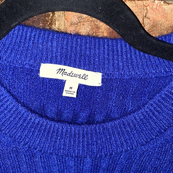 Madewell Voyage Blue Readfield Pullover Crop Sweater Women's Size Medium - Picture 4 of 6